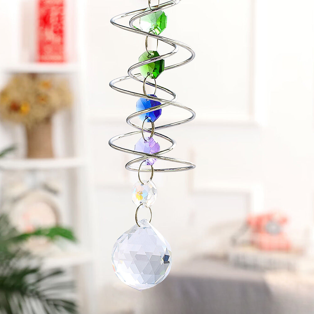 Wholesale Mobis Ring Stainless Steel Rotating Crystal Ball Wind Chime